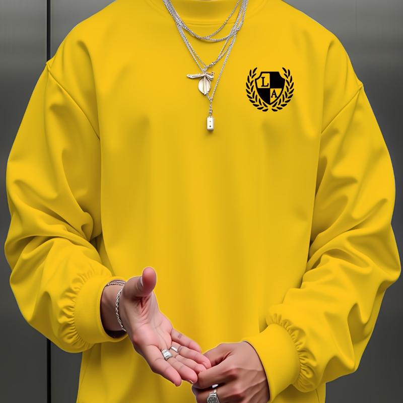 

Свободный и мешковатый, мужской свитшот с круглым вырезом, идеально подходит для многослойности и повседневной носки XXL жёлтый