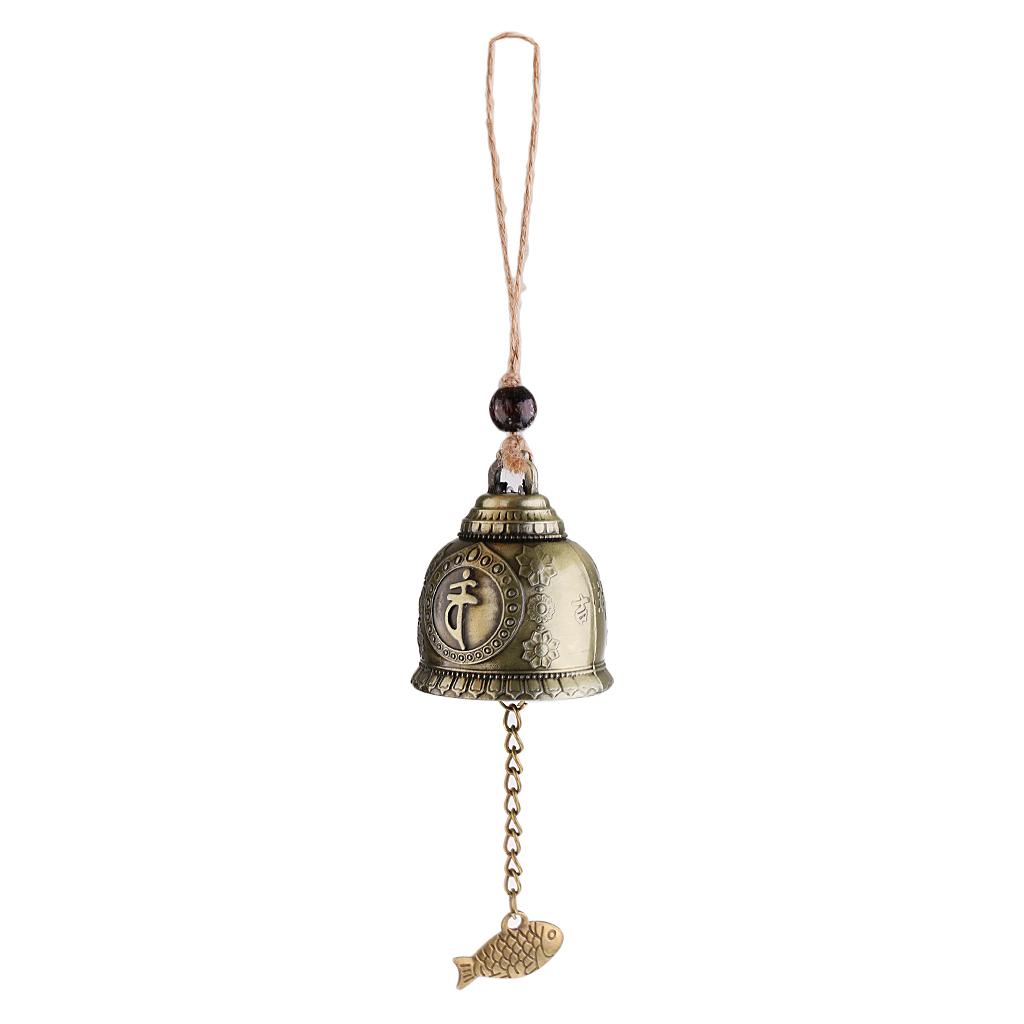 Lucky Feng Shui Bell Buddha Coin for Wealth and Safe & Success - Home Garden Patio Tree Car Interiors Hanging Charm Wind Chime