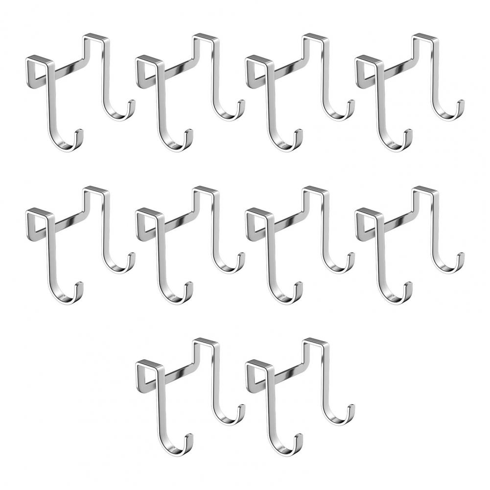 Hooks Steel Door Hooks Over Cabinet Door Hooks Stainless Steel Heavy Duty Double for Towels Bags Clothes Kitchen Wardrobe Other серебряный