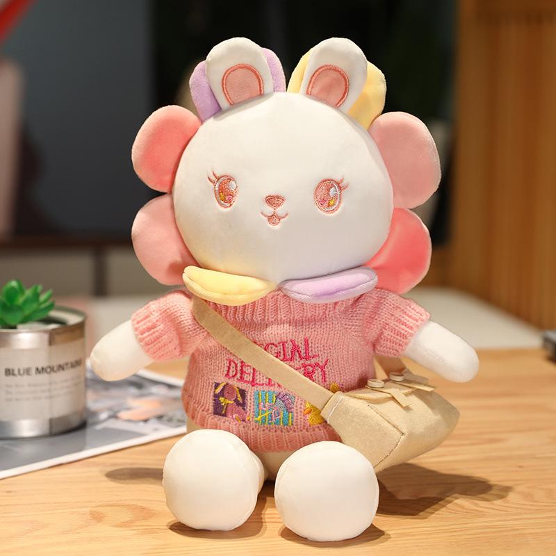 Cute Sun Flower Drag Rabbit Plush Doll Doll Creative Children's Rag Doll White Rabbit Birthday Gift