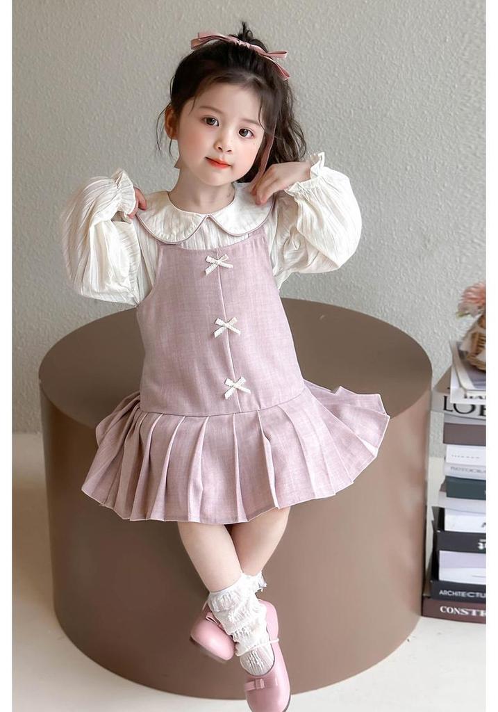 2026 Spring/Summer Doll Collar Strap Skirt - Korean Chic Super Cute Princess Bow Dress