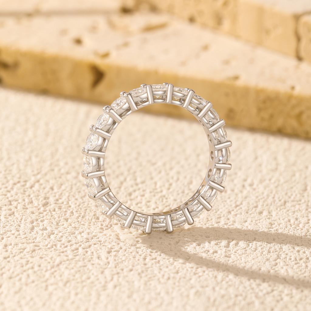 Dazzling D Color Moissanite Eternity Band Rings 925 Sterling Silver Luxury Stackable Fashion Ring For Women Fine Jewelry