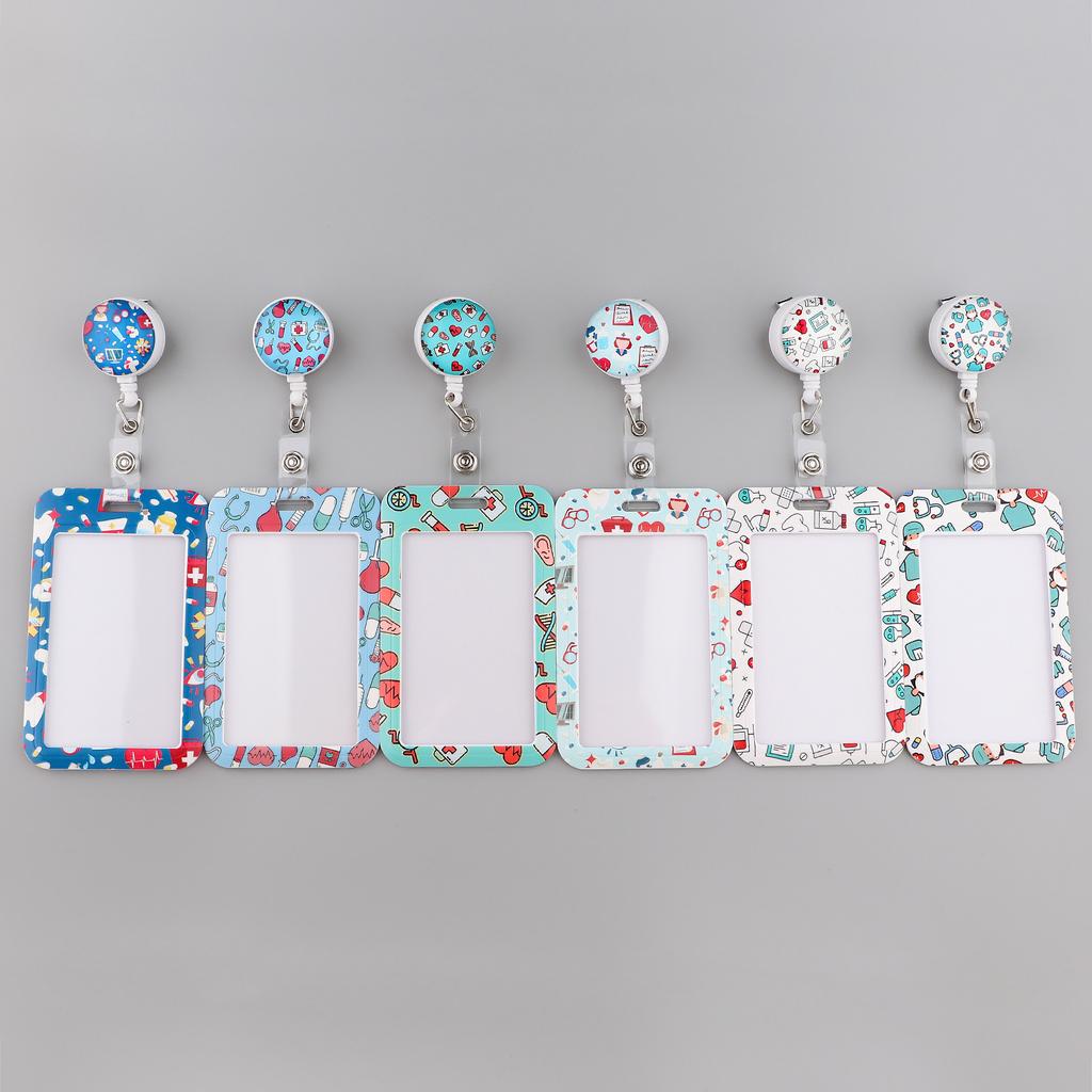 Grey's Anatomy Cartoon Retractable Badge Reel With Nurse ID Business Credit Card Work Card Pink Love Badge Holder Accessories