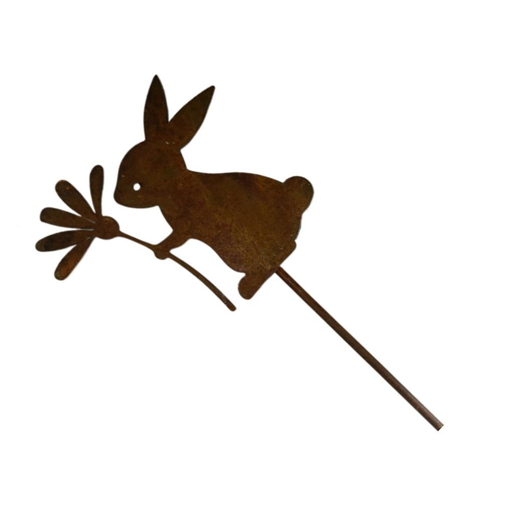 Easter Bunny Yard Stake Outdoor Metal Easter Bunny Garden Stake Statue Decor Easter Yard Sign Decoration Outdoor