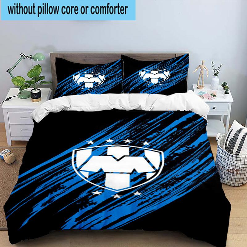 3pcs Monter-rey Football Crest Art Printed Bedding Set Duvet Cover Closure Includes 1 Duvet Cover & 2 Pillowcases Bedding Sets Home Decor Gifts