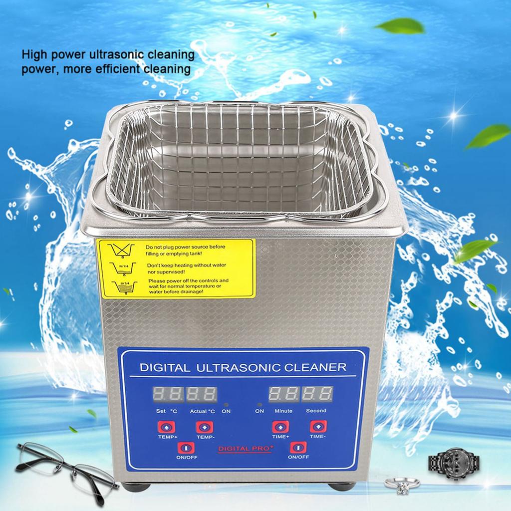 2L Stainless Steel Digital Ultrasonic Cleaning Machine Ultrasonic Bath Heater Timer