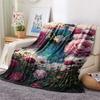 1PC Peacock and Peony  Print FlAannel Blanket, High quality Comfortable for All Seasons, Home Decor, Warmth and Comfort