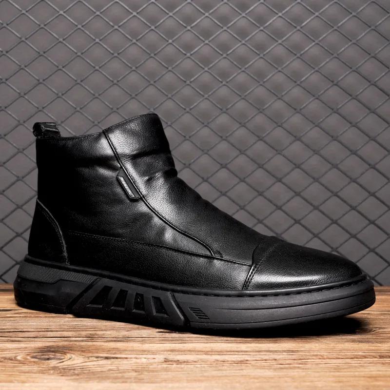 Modă 2024 Modă Nouă Cizme Bărbați Piele Marcă de Lux Chelsea High Top Casual Cizme de Gleznă Impermeabile Confort Platformă Cizme Moto