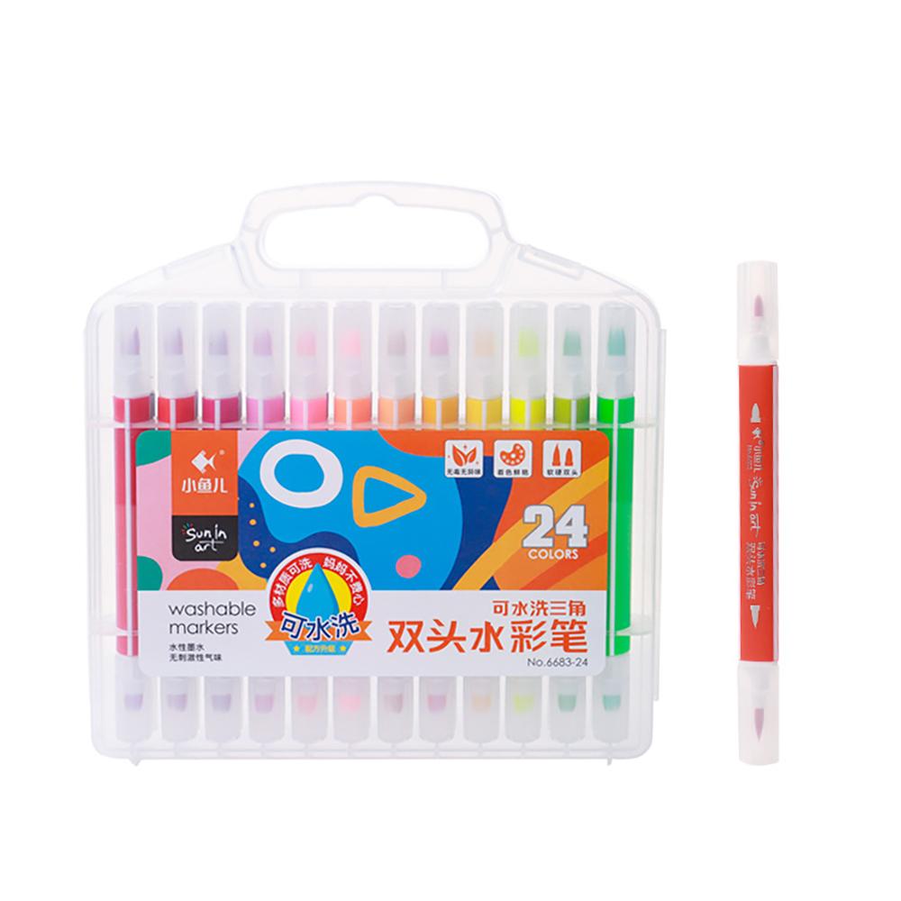 Double Ended Watercolor Pen Set 12/24/36/48 Colors Children's Drawing Coloring Watercolor Pens Painting Graffiti Art Supplies