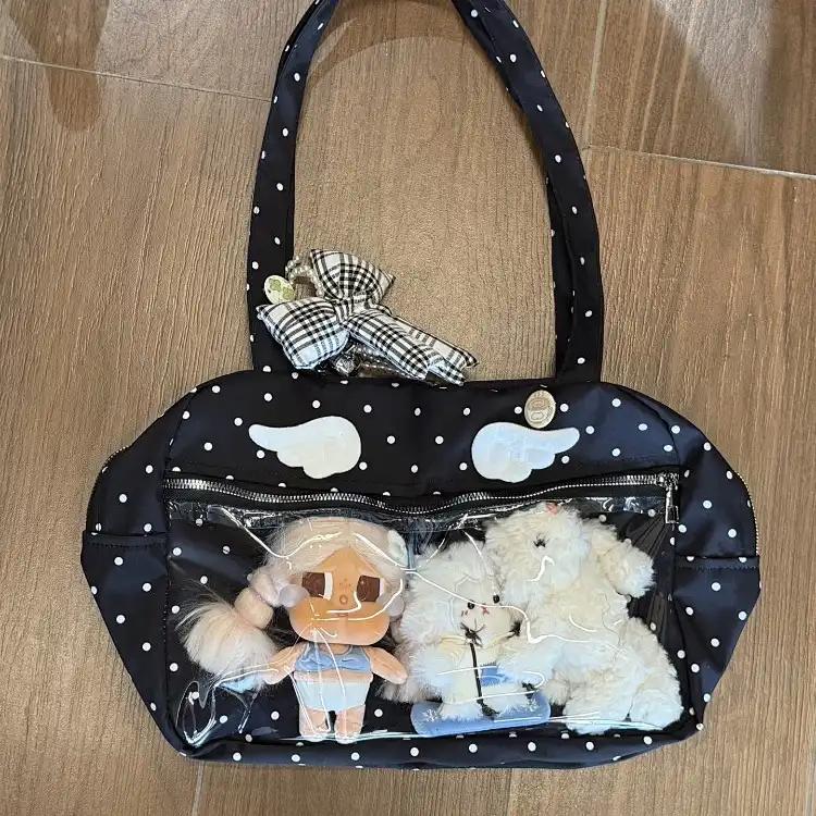 New Fashionable Polka Dot Sweet and Cute Ita Bag Large Capacity Women's Handheld Tote Bag Versatile Commuting Shoulder Bag