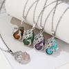 Zhouhang Peacock Necklace with Natural Crystal & Amethyst Pendant