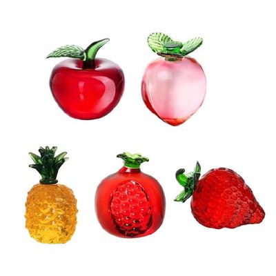 Realistic Artificial Fruit Paperweight Miniature Glass Fruit Figurine for Living Room Decoration Tabletop Shelf Display