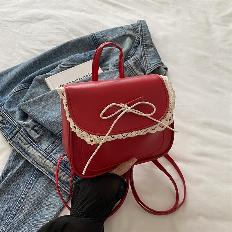 Sweet Lace Stylish Simple Design Bow Casual Shoulder Crossbody Portable Small Square Bag