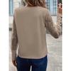 Autumn Round Womens And Spring Neck Lace Splicing Long Sleeve Top