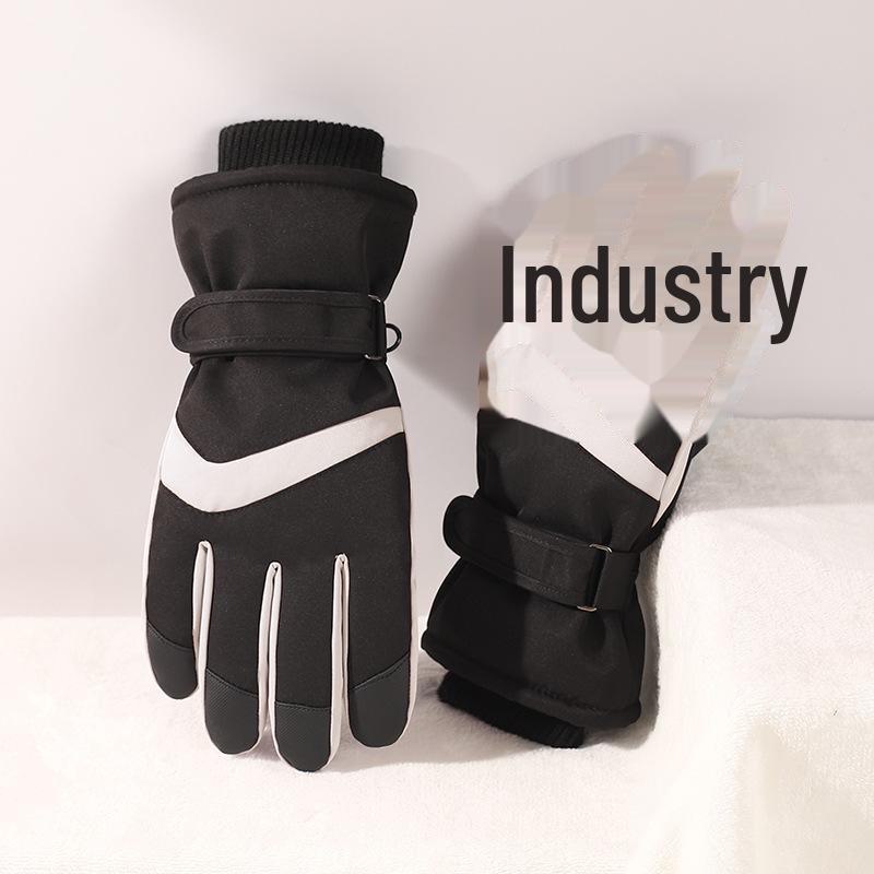 Guantes de esquí de invierno para hombre y mujer - Terciopelo grueso, cálidos, resistentes al viento, impermeables, compatibles con pantalla táctil para montar y usar en motocicleta