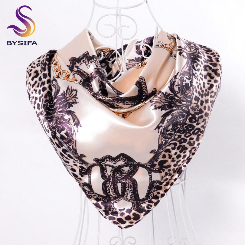 [BYSIFA] China Silk Scarf Shawl For Women  Winter Peony Chain Design Large Square Scarves Wraps Spring Autumn Head Scarves