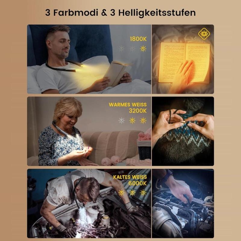 Foldable Hands Less Lamp For Hobbies Vehicle Repair Night Fishing Crafting Maintenance 1000mAh Battery Adjustable Color