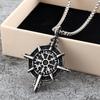 Vintage Nordic Men's Stainless Steel Men's Pendant Viking Compass Rune Necklace Pendant