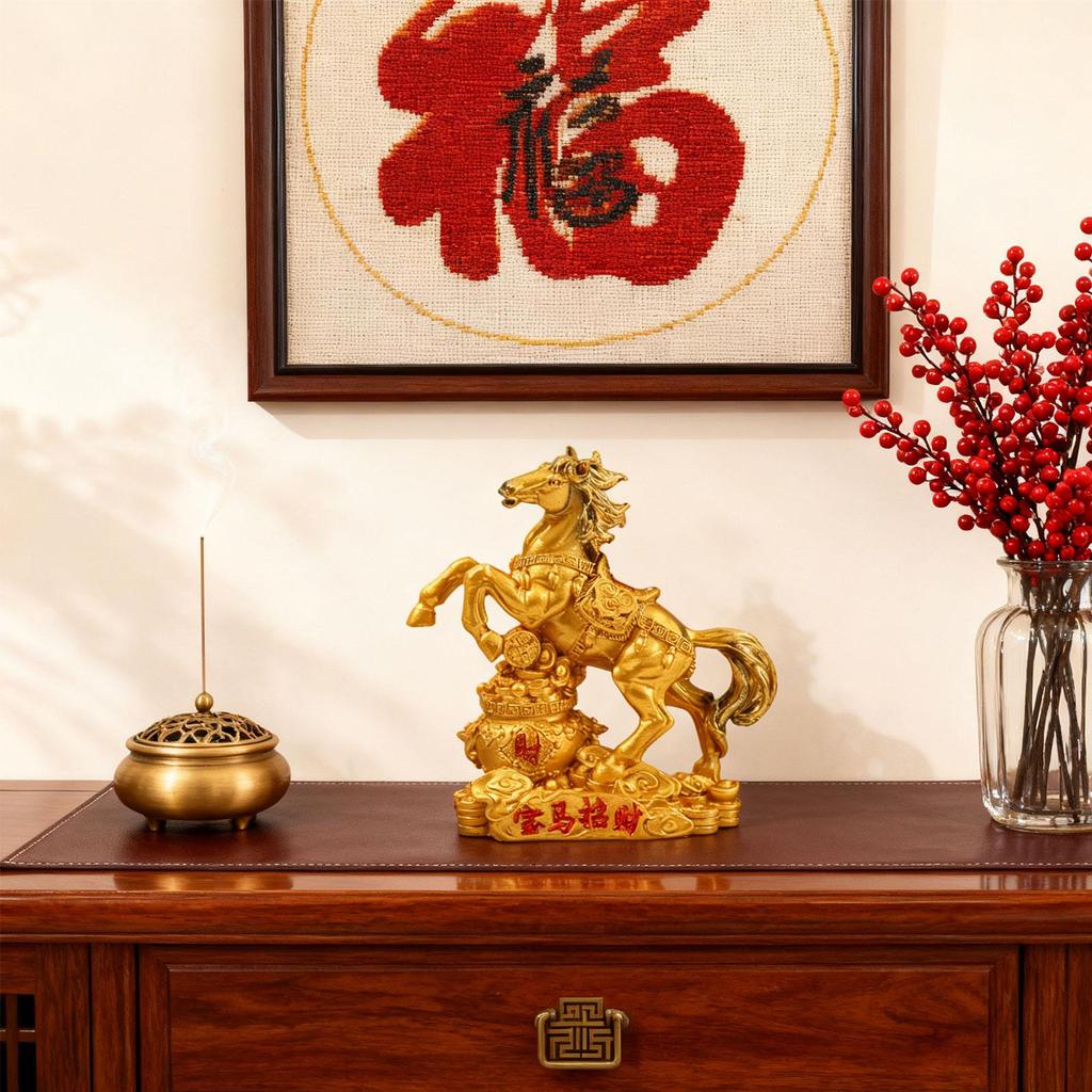 Horse Art Figurine, Modern Handmade Feng Shui Horse Year Ornament, Money Horse Statue for Guest Room Desk Decoration