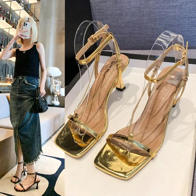 New High Heels Women Sandals Summer Shoes Women Luxury Sandals Women Designers Pumps Pointed Toe Shallow Wedding Ladies Shoes