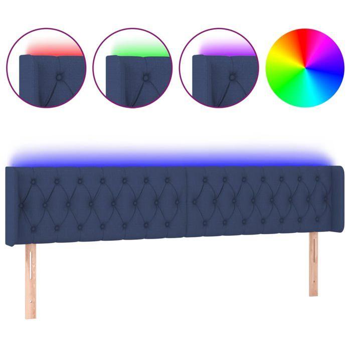 VidaXL Tête de Lit à LED Meuble de Chambre à Coucher Accessoire de Lit Double Tête de Cadre de Lit Intérieur Bleu 3123592