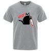 Unisexs Tshirt High Quality Cotton Blend Funny Knife Cat Printed Casual Loose Cool Streetwear for Unisex TShirt Oneck Male Top Tee