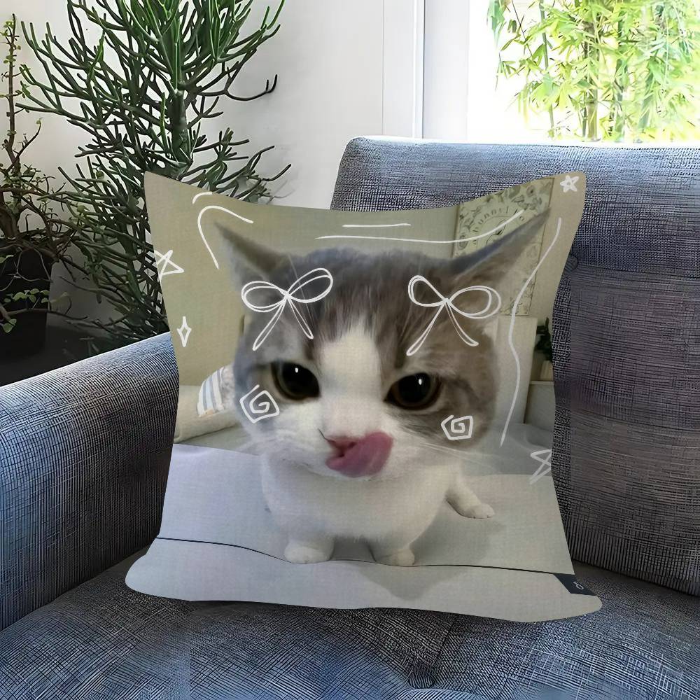 Cute Funny Cat Meme Maple Design Cushion Cover Happy Autumn Harvest Decor Holiday Decorati Pillow Cover
