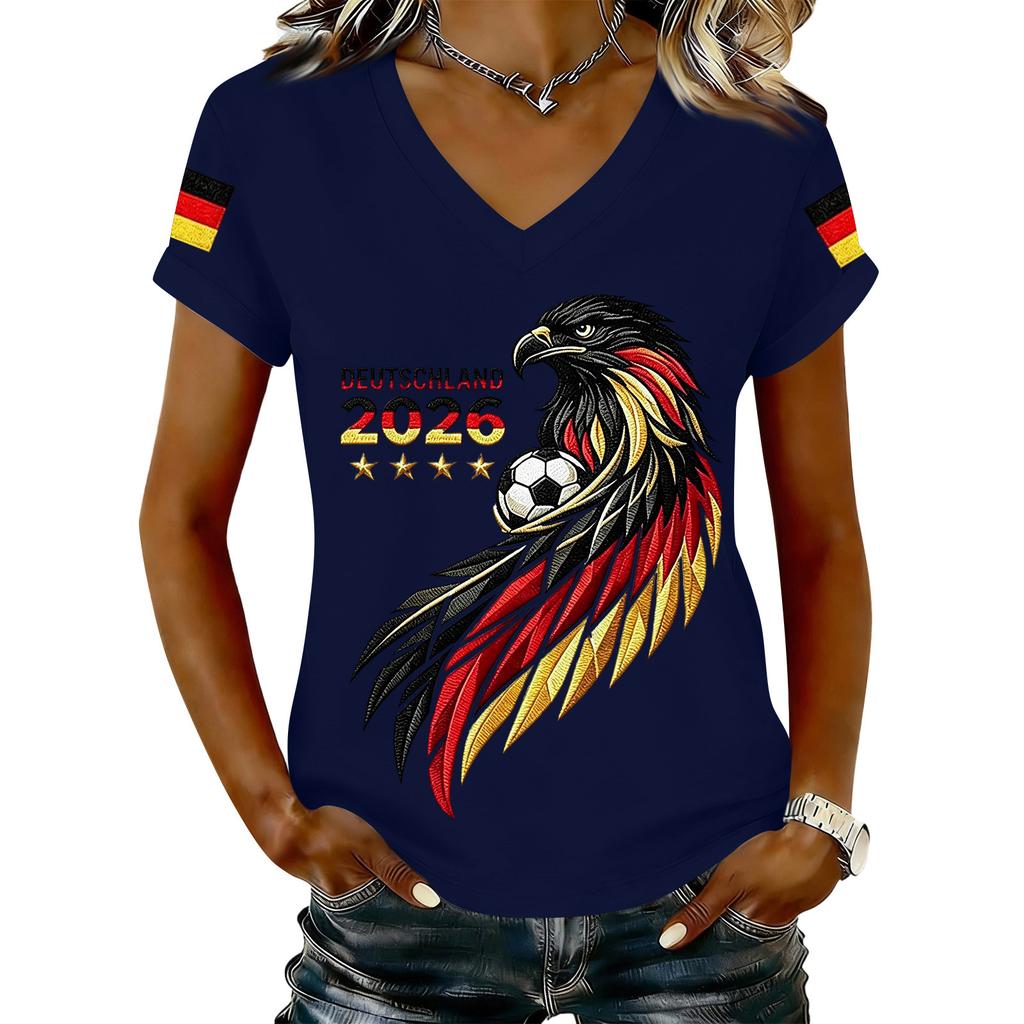 Womens Casual V Neck T Shirt Short Sleeve Letter Print Top Lightweight Soft Fabric Comfortable Fit Stylish Design