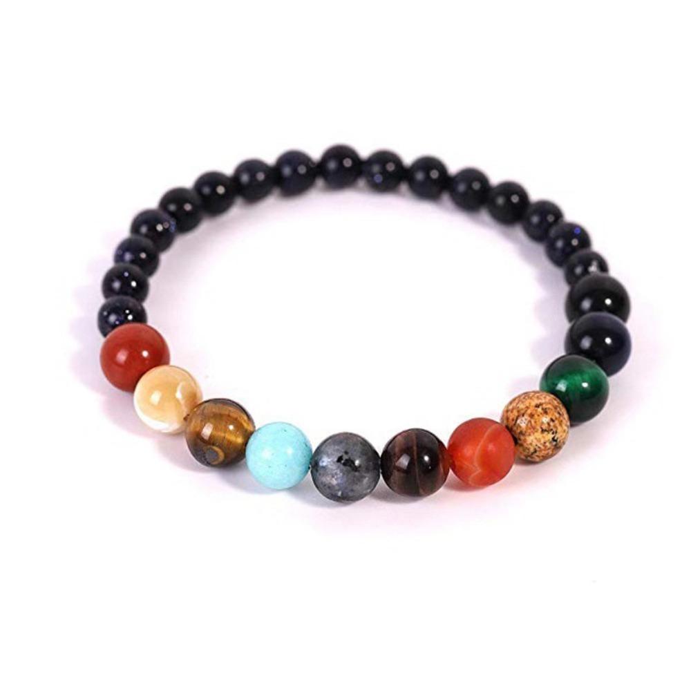 Universe Eight Planets Natural Stone Bead Bracelets Men Women Lava 7 Chakra Bracelet Yoga Energy Galaxy Solar Wristband Jewelry