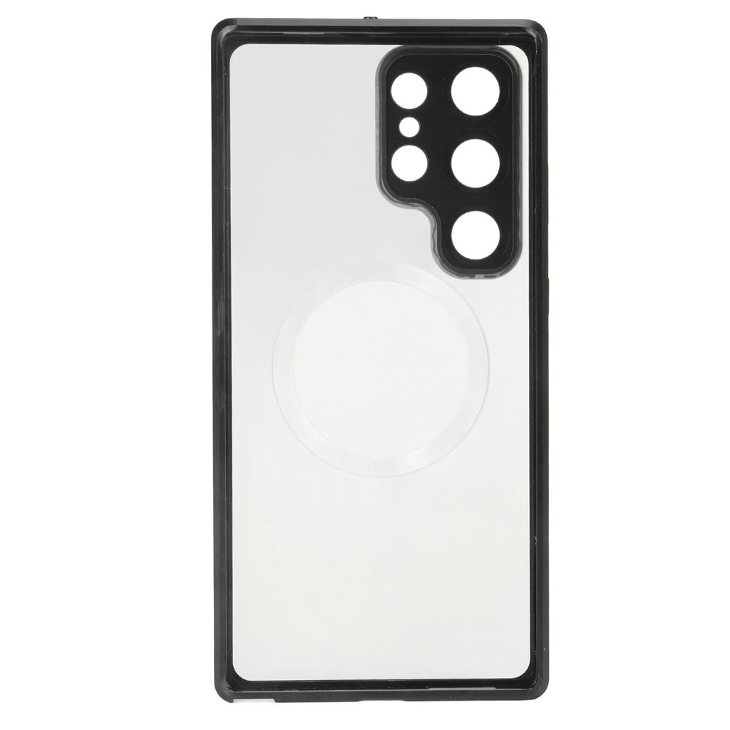 Magnetic Case for S23 Ultra Metal Clear Acrylic Shockproof Full Protection Phone Cover with Elastic