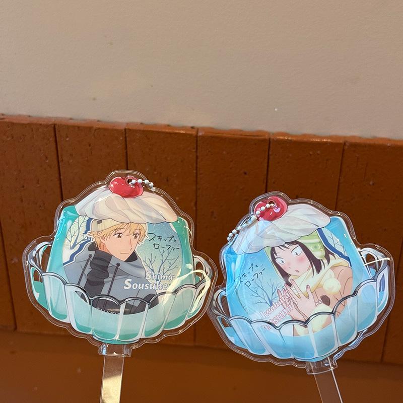 Pudding Cup PVC Badge Ornaments for Girls Desktop Decoration 75mm Badge Holder Anime Badges Display Japan Style Kawaii Design