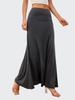 European & American Commuter A-Line Midi Skirt - Solid Color, Knit, Polyester-Cotton, Micro-Elastic, Spring/Autumn Wear