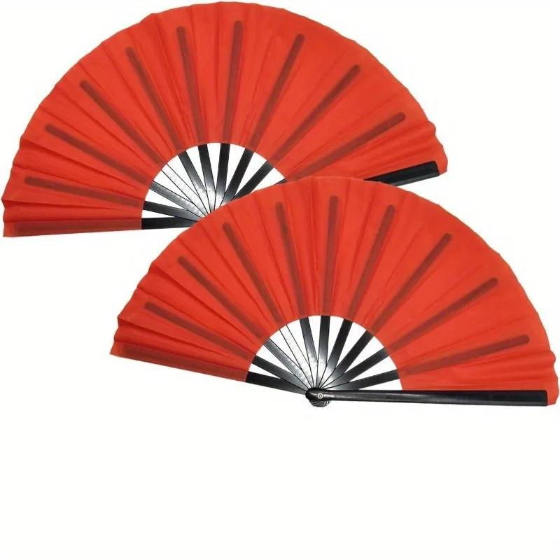 

2 Pcs, (Black + Red) Summer Hand Fan Taiji Folding Fan for Men and Women Performance Dance Decoration, Festival Summer Giftc
