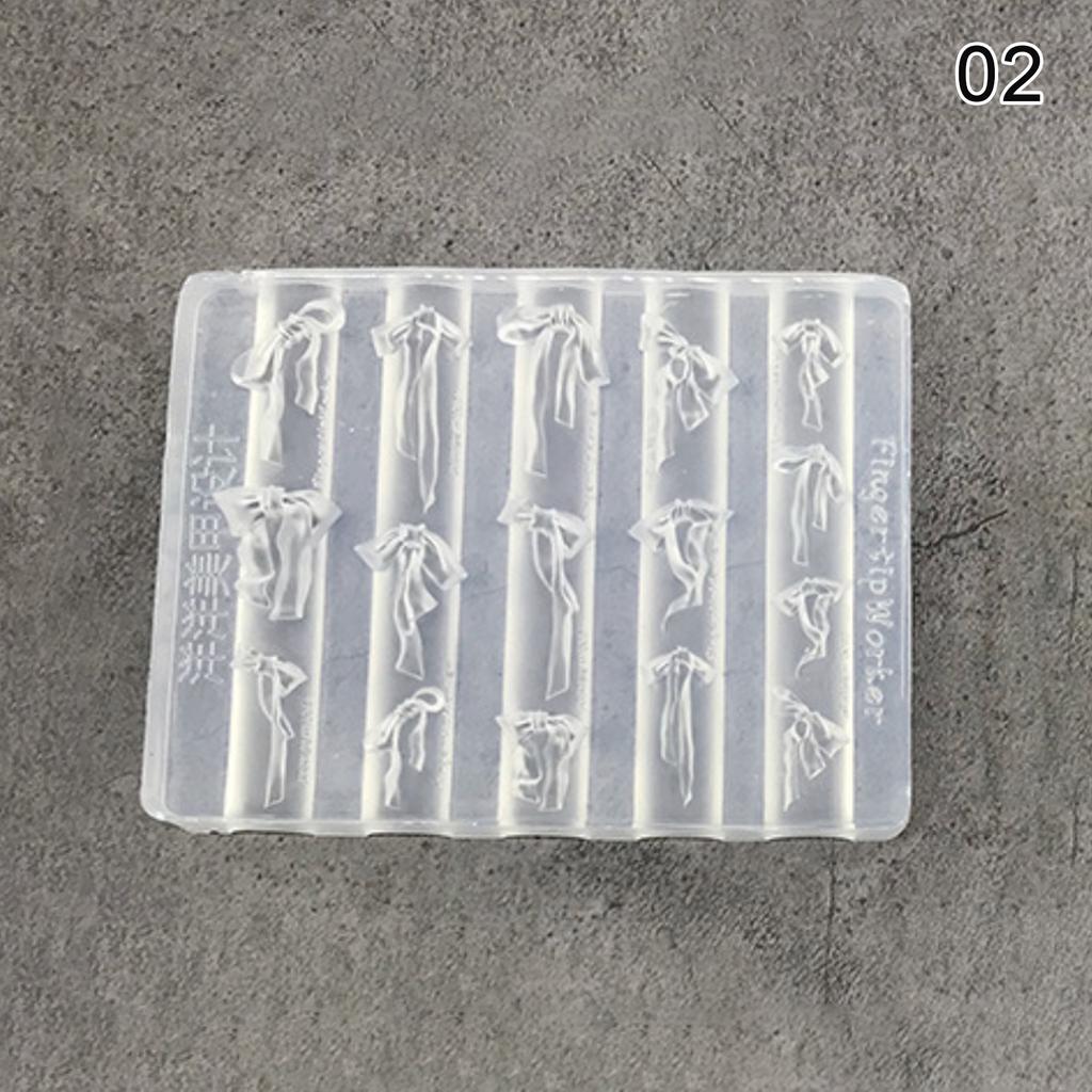 Ribbon Bow Nail Art Mold Silicone Cartoon Bowknot Pattern Nail Art Decorations Nail Polish Filling Mold Relief Design Manicure