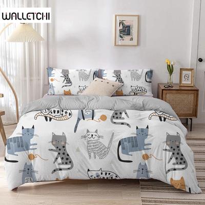 Cartoon Cat Duvet Cover Set Cartoon Animal Print Bedding Set With Pillowcase 2/3pcs Comforter Cover For Bedroom Decor