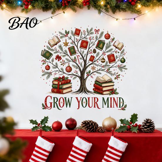 Large Tree Wall Stickers Grow Your Mind Decal, Fall Halloween Christmas Reading Themed Decals for Classroom Sticker, Inspirational Educational