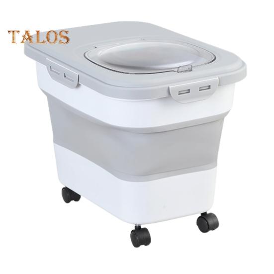 

Складной контейнер для хранения корма для кошек и собак с крышкой и колесами. Большая вместимость. Коробка для сухого корма для собак и кошек. Влагонепроницаемая коробка. серый