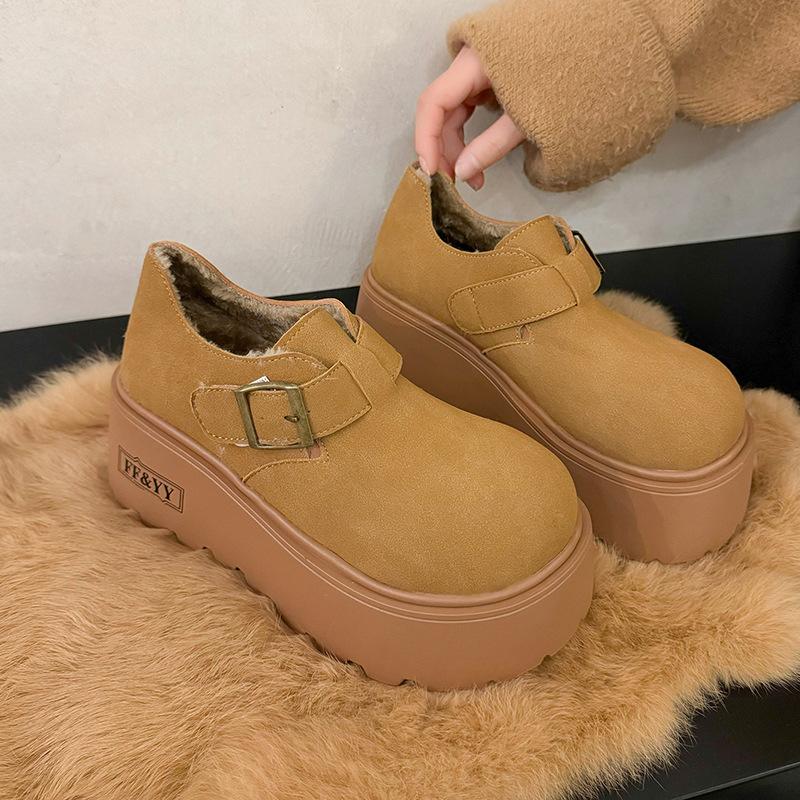 

Women s fashionable lightweight a footstool thick soled winter warm snow boots fur one non-slip casual sports cotton boots 40 верблюд