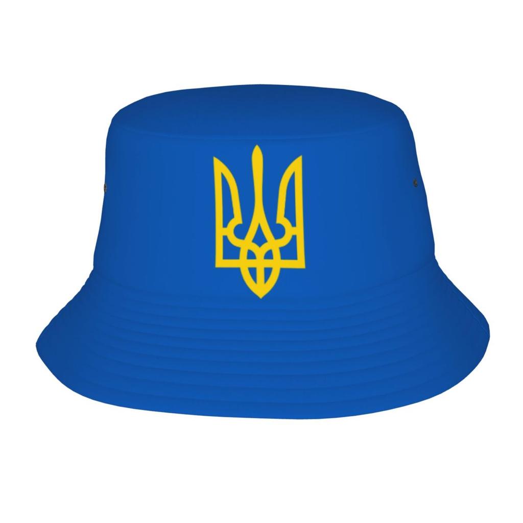 Women Unisex Bucket Hat Ukraine Flag Trident Ukrainian Summer Travel Headwear Lightweight Hiking Fishing FisherUnisex Caps Ispoti Cap
