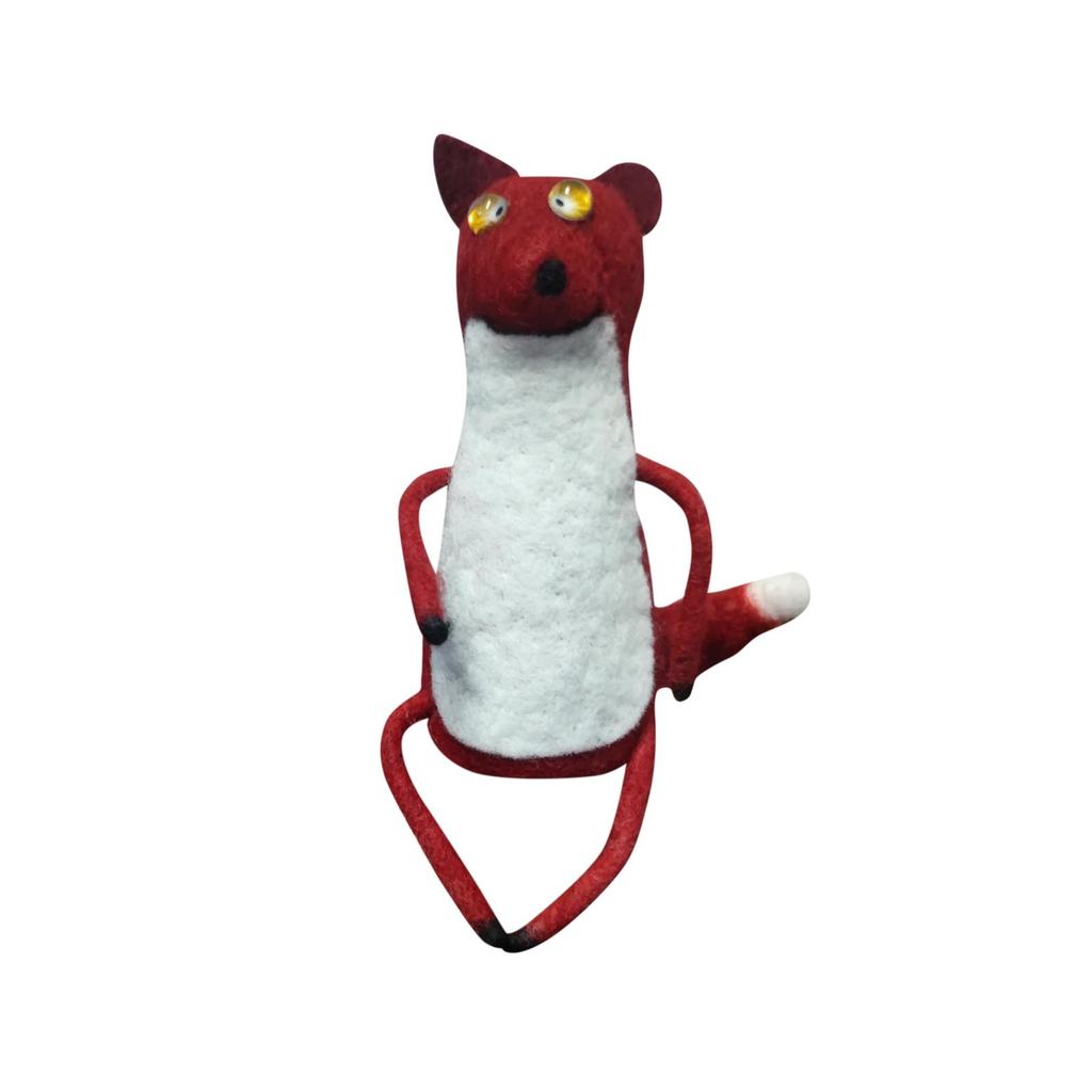 Felt Fox Figurine Home Decoration Soft Material Handcrafted Animal Sculpture for Living Room Office Shelf Display