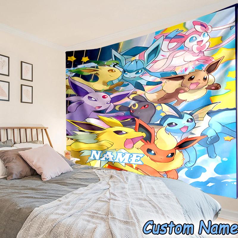 Custom Name Tapestry Pok-mon Tapestry Room Decoration Wall Hanging for Living Room Bedroom, dormitory, Birthday and Christmas gifts