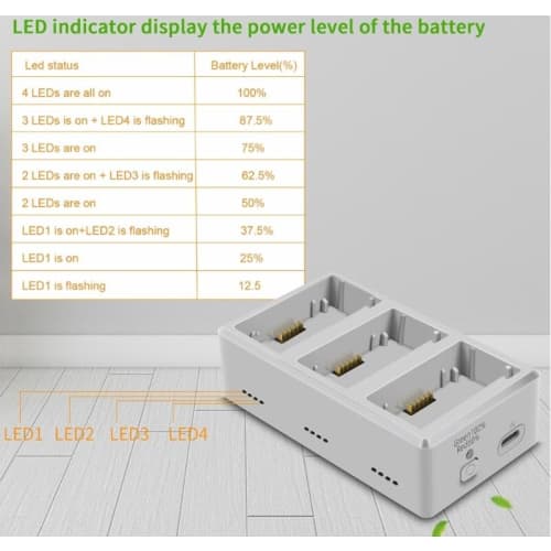 Portable PD Fast Charging Compatible 3-Port Battery Charger for DJI Mini 4 Pro/Mini 3 Pro/Mini 3 Drones, Intelligent Flight Battery Charger