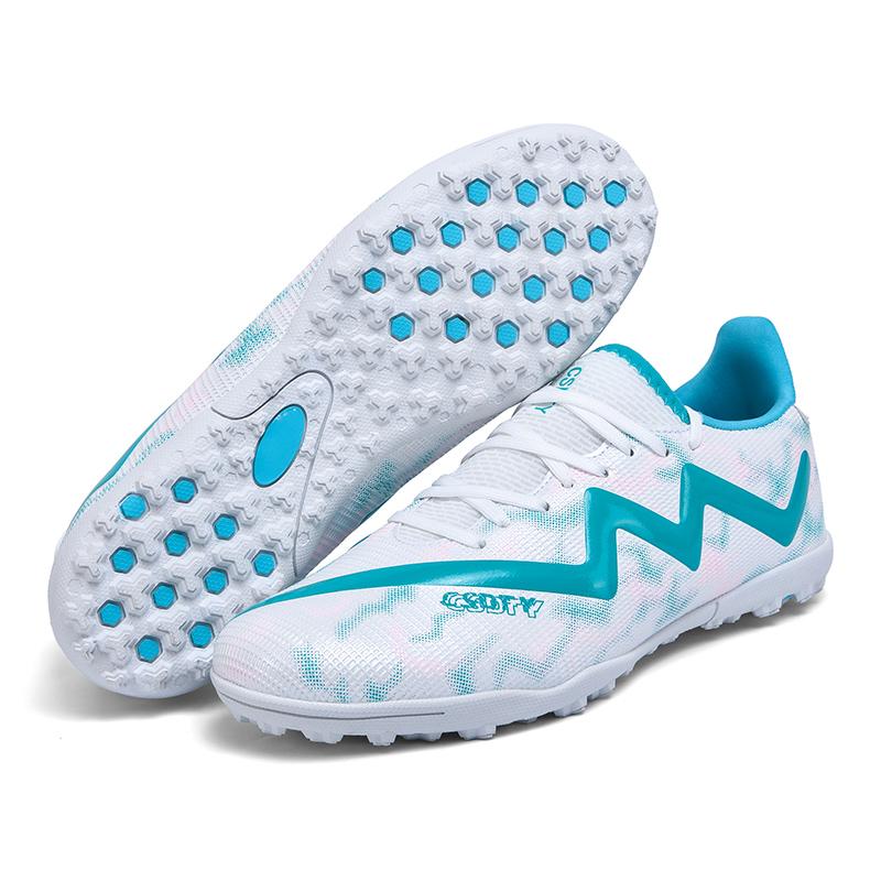 Fußballschuhe für Männer/Frauen, fünffarbig, weiche Unterseite aus Gummi, kurzer Schaft, hergestellt in Lammers-Leder, Fußballschuhe für Kinder, Fußball-Sneakers