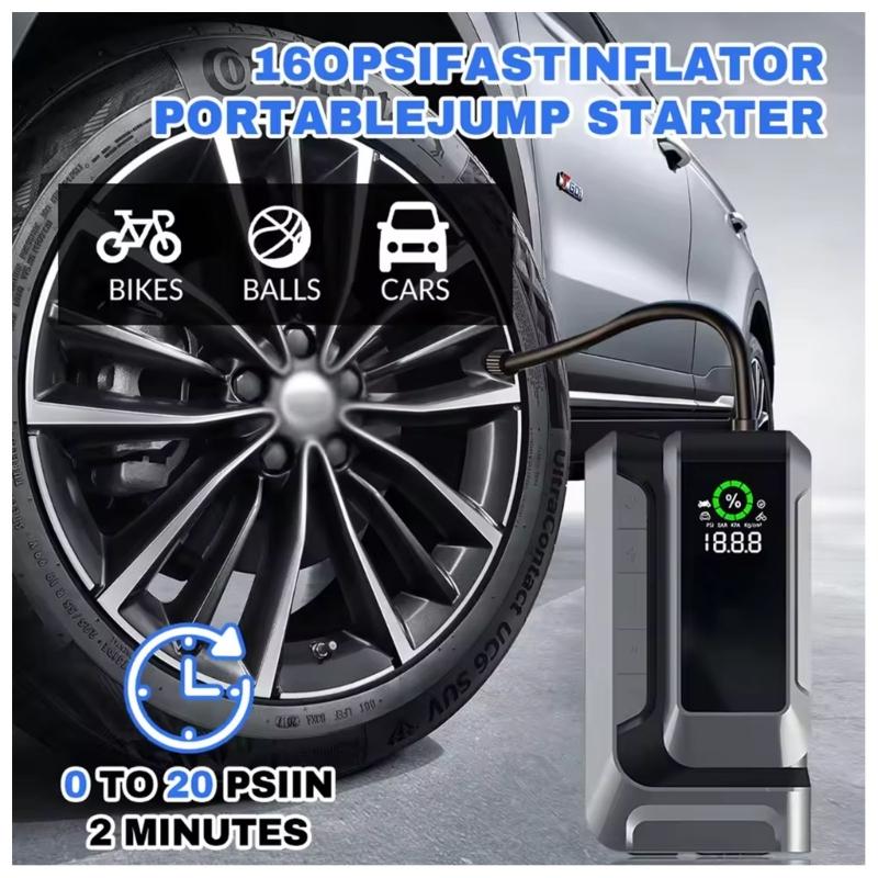 Compact Emergency Car Battery Booster And Air Compressor Tire Inflator With 35L/Min Inflation Rate For Roadside Assistance