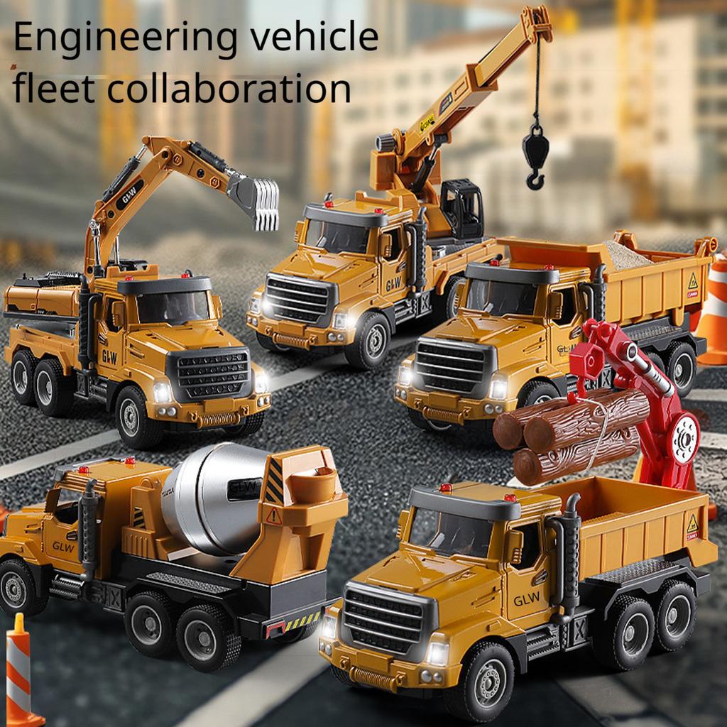 Boys Construction Dump Truck Toys, Alloy Realistic Excavator Pull Back Truck With Lights And Sounds