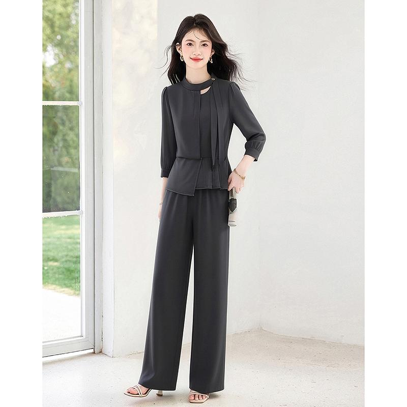 Fashionable temperament 9-inch sleeve two-piece set pants
