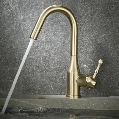 Badezimmerarmatur aus gebürstetem Gold SUS304 Badezimmerwaschbeckenarmatur Kalt- und Warmwassermischer Spülbeckenhahn Einhebelmischer Deckmontierter Wasserhahn