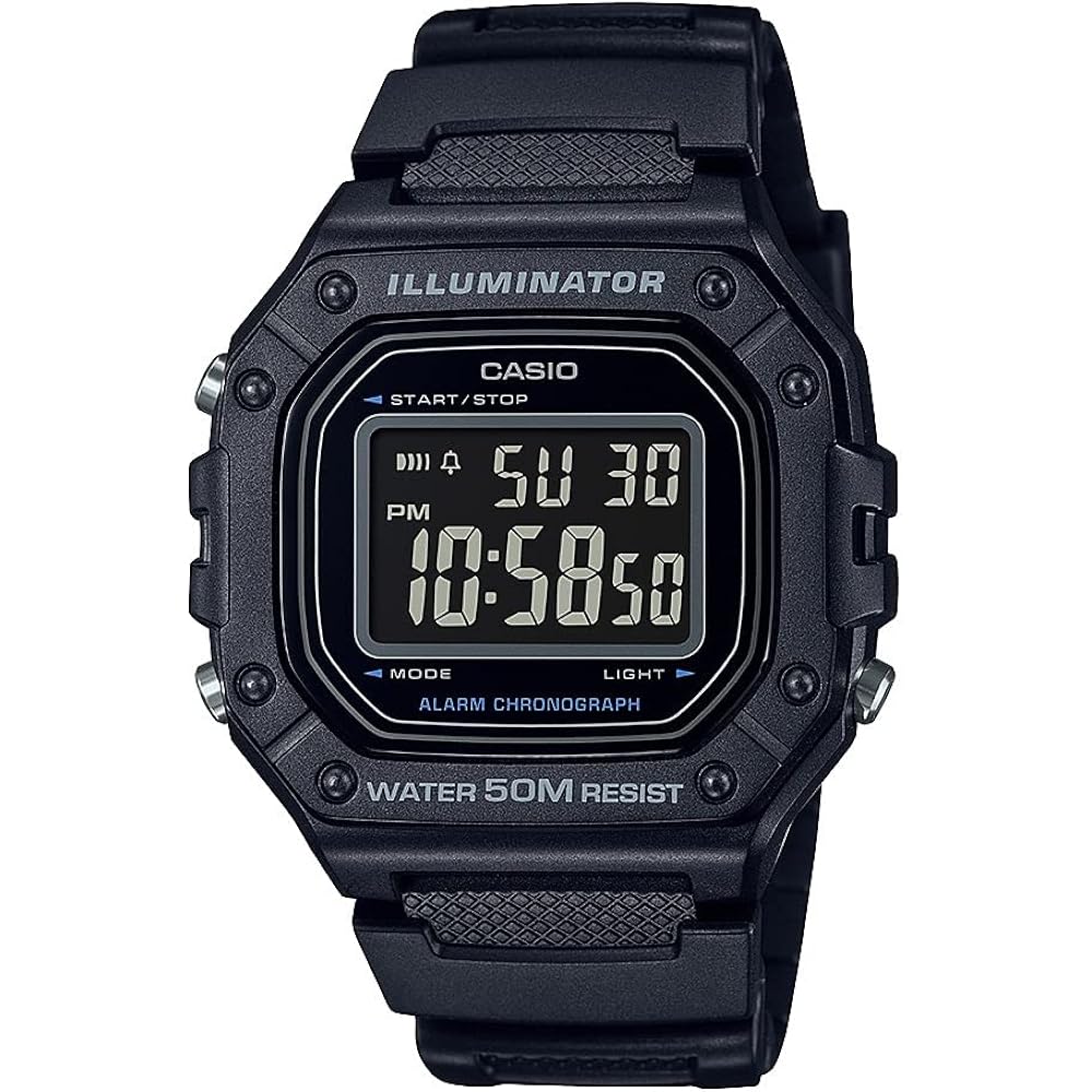 Casio W218H Series | Men s Digital Watch | 50M WR | 1/100s Stopwatch | 100 SEC Chronograph | LED ...