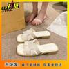New thick heel casual fashion cool slippers women's shoes 2025 summer new square head low heel one-word versatile slippers women