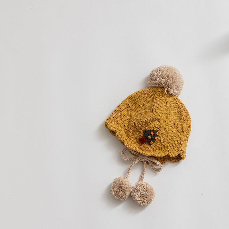 Korean Handmade Little Snowman Winter Baby Hat: Thick, Warm, Windproof Knit with Ear Protection for Children